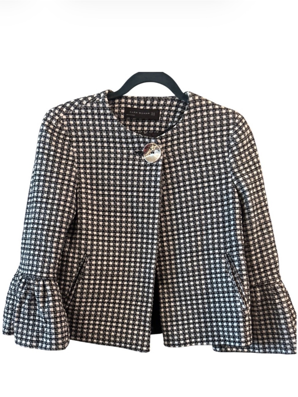 Zara Woman Houndstooth Tweed Jacket Size XS